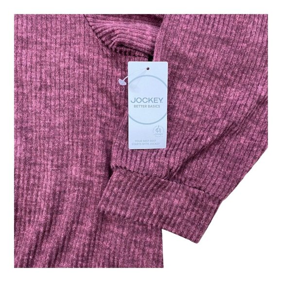 Jockey Lounge Sweater Sz 3X Ribbed Microfiber Stretch Button Up Maroon L/S NWT - Picture 4 of 10